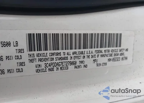 2014 Dodge Journey Se from USA, damaged, VIN 3C4PDDAG7ET279060